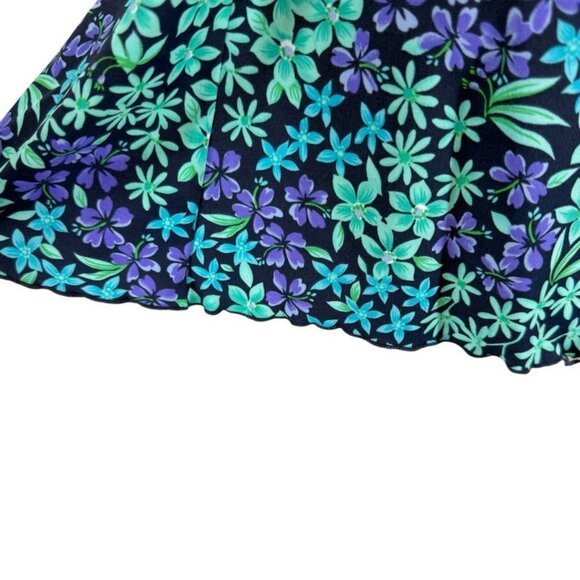 Kathy Ireland Medium One Piece Swim Dress Floral Soft Bra Tummy Control Blue Tea - Picture 3 of 10